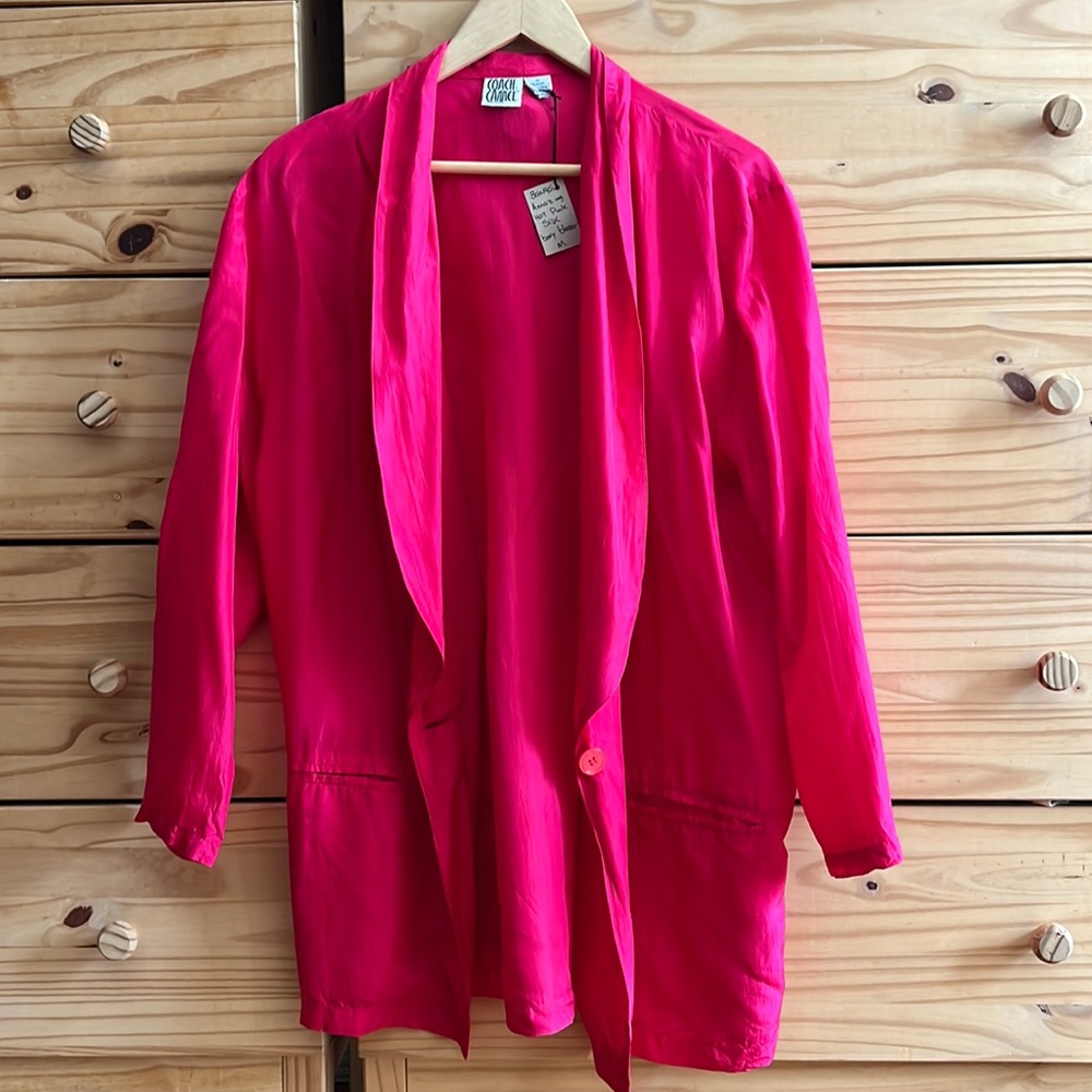 Hot Pink Silk Boxy Blazer